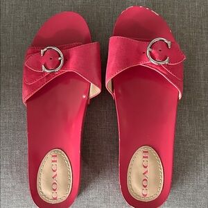 Coach Women's Bold hot PINK Slide Sandals